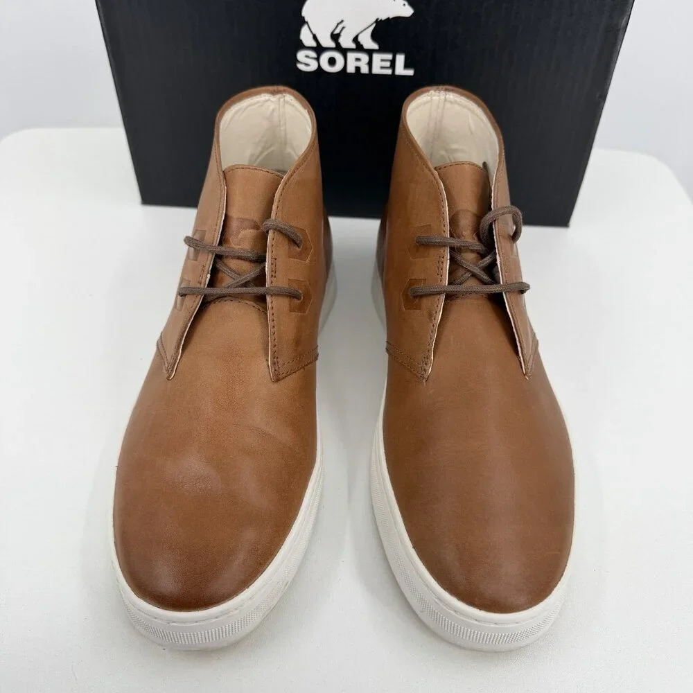Sorel Men's Caribou Mod Chukka Boots size 8 Waterproof Brown Leather, Sea Salt